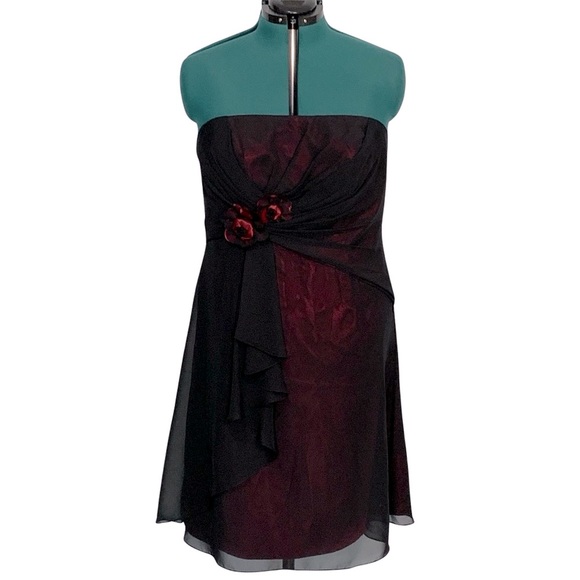 Beautiful Strapless Sheer over Satin Dress - Picture 1 of 8